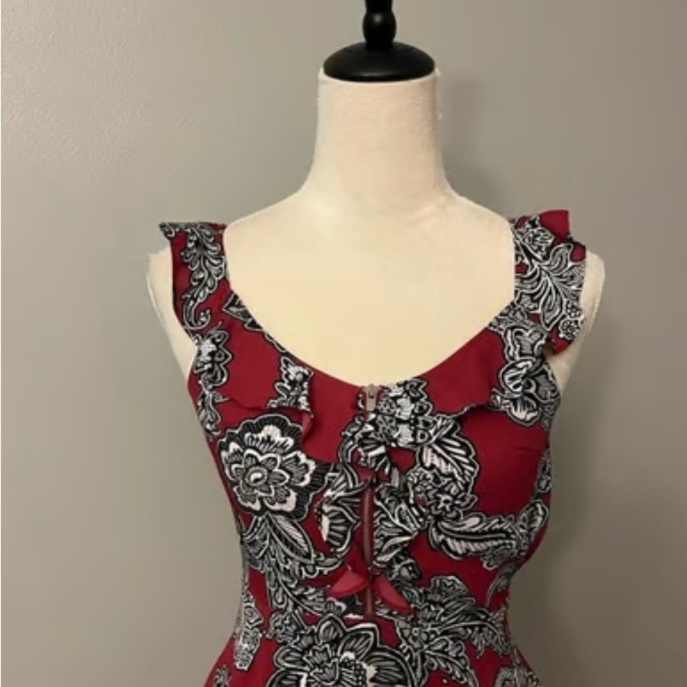 EXPRESS Ruffled Sleeve, Zip Front, Mini Dress - Picture 2 of 3